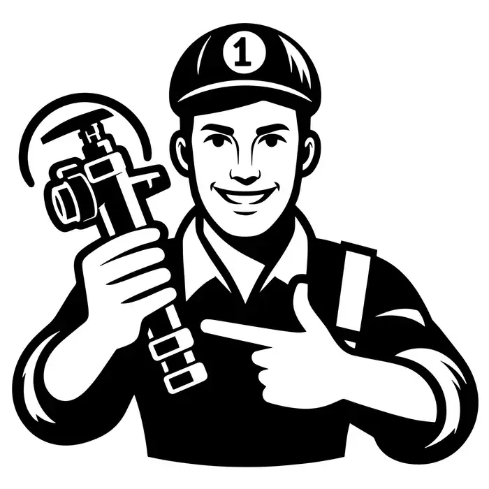 Illustration: Installateur mit Rohrzange zeigt den Daumen nach oben